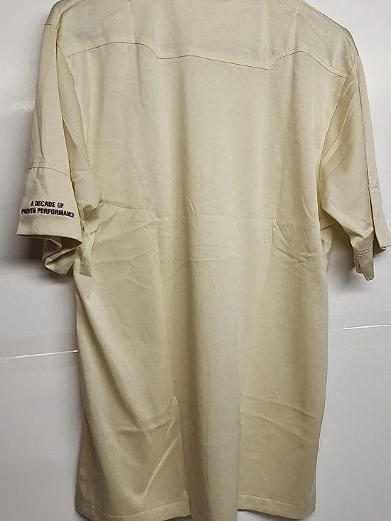 Sahara Cream Short-Sleeve Western Embroidered Polo Shirt w/pockets Sz M - Picture 3 of 10